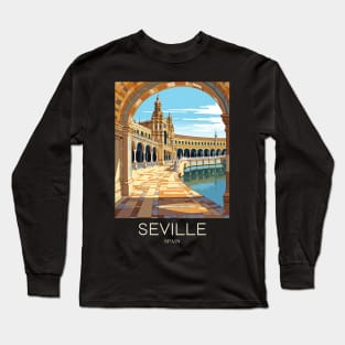 A Pop Art Travel Print of Seville - Spain Long Sleeve T-Shirt